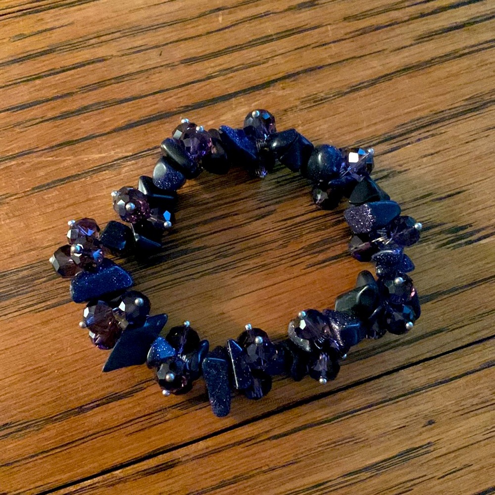 Handmade, amethyst, stretch bracelet